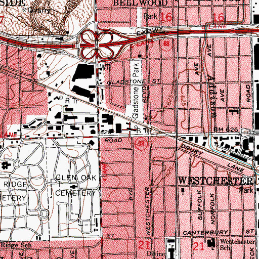 Topographic Map of Westchester Post Office, IL