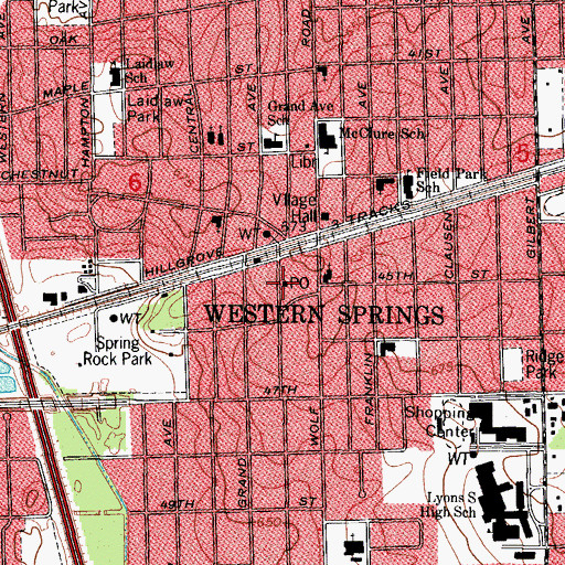 Topographic Map of Western Springs Post Office, IL