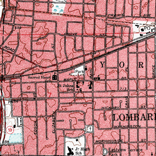 Topographic Map of Helen M Plum Memorial Library, IL