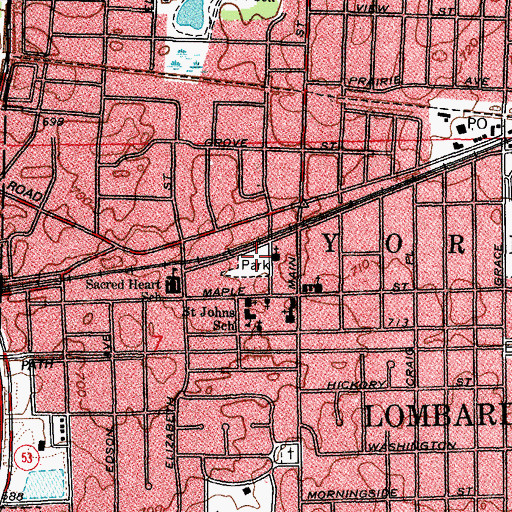 Topographic Map of Lilacia Park, IL