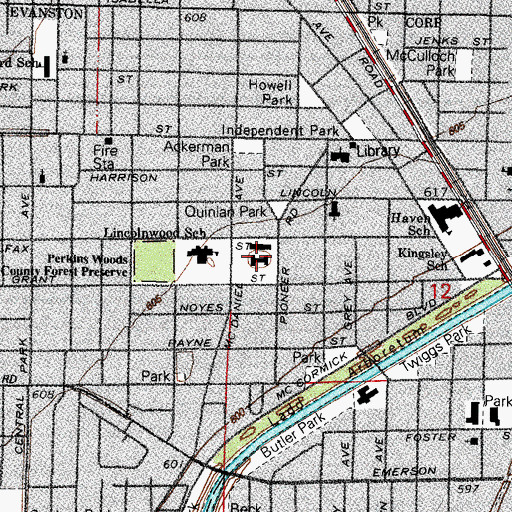 Topographic Map of Pioneer Place Home for the Aged, IL