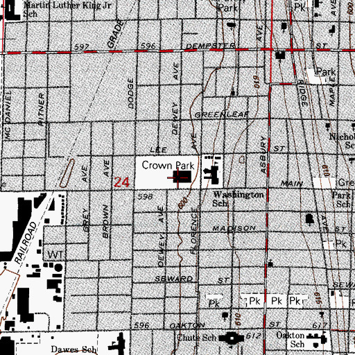 Topographic Map of Robert Crown Community Center, IL