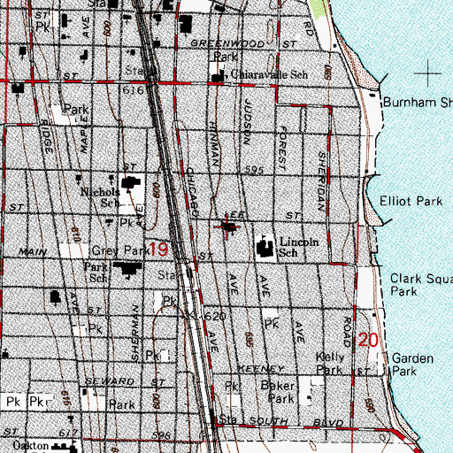 Topographic Map of Saint Lukes Episcopal Church, IL