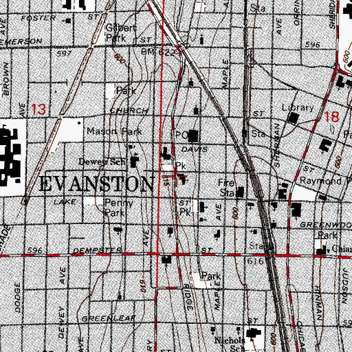 Topographic Map of Saint Marks Episcopal Church, IL