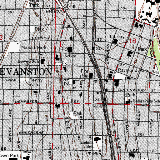 Topographic Map of Saint Marys Parochial School, IL