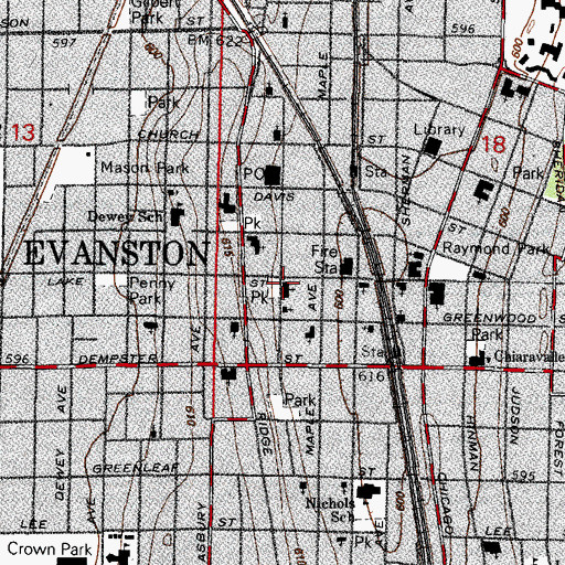 Topographic Map of Saint Marys Roman Catholic Church, IL