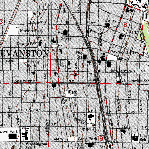 Topographic Map of Saint Pauls English Evangelical Lutheran Church, IL