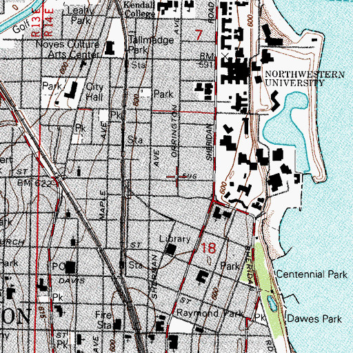 Topographic Map of Searle Hall, IL