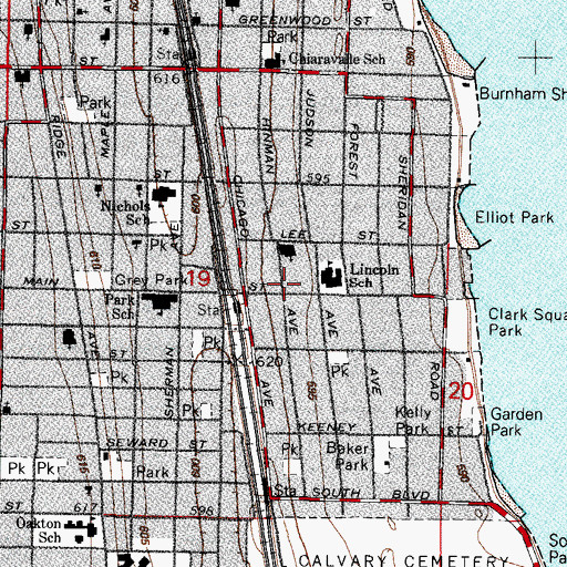 Topographic Map of Second Presbyterian Church, IL