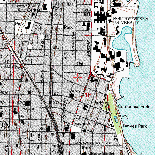 Topographic Map of Shepard Hall, IL