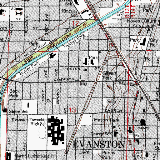 Topographic Map of Springfield Baptist Church, IL