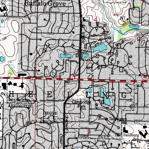 Topographic Map of Dundee Point Shopping Center, IL