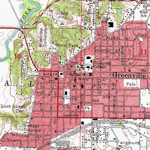 Topographic Map of First Christian Church (historical), IL
