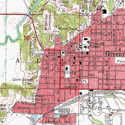 Topographic Map of First Methodist Church (historical), IL