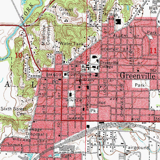 Topographic Map of First Presbyterian Church, IL