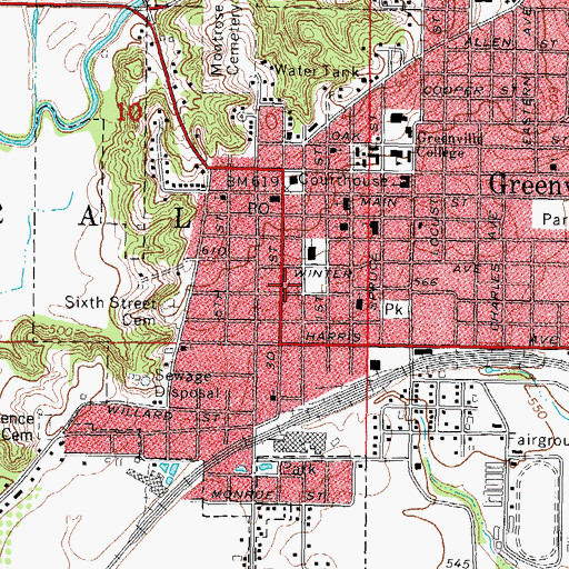 Topographic Map of Grace Episcopal Church, IL
