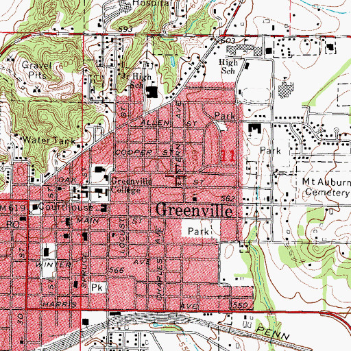 Topographic Map of Inglis Public School (historical), IL