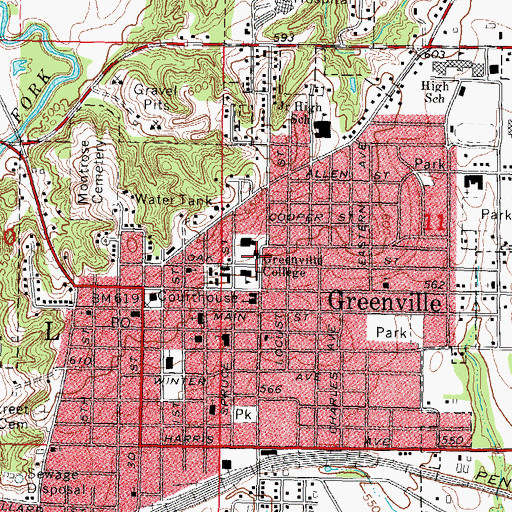Topographic Map of Memorial Library, IL