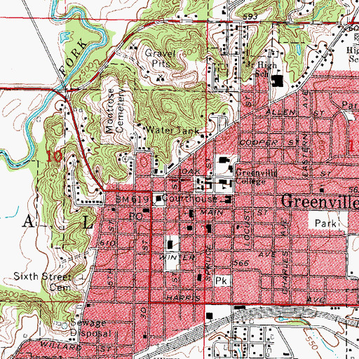 Topographic Map of Plymouth Church, IL