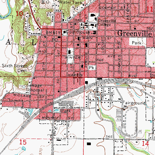 Topographic Map of True Vine Baptist Church (historical), IL