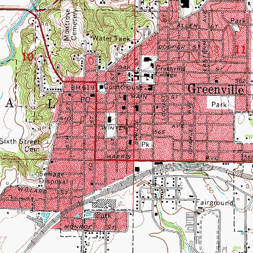 Topographic Map of Wilkerson Chapel African Methodist Episcopal Church, IL