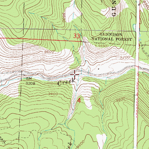 Topographic Map of Wildcat Creek, CO