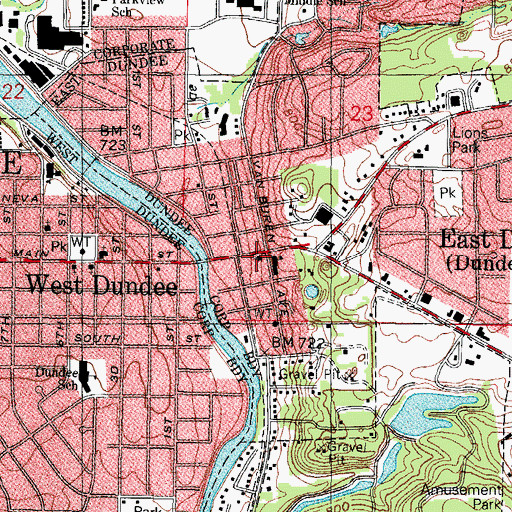 Topographic Map of Immanuel Evangelical Lutheran Church, IL