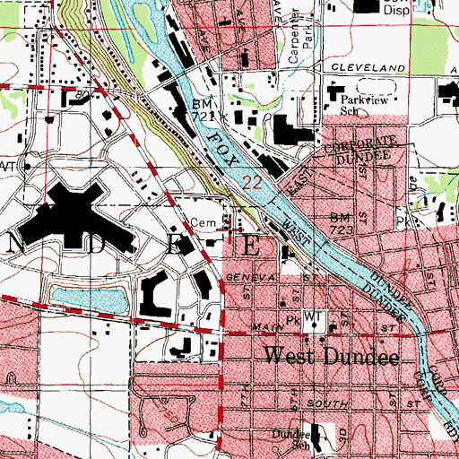 Topographic Map of Saint Catherines Roman Catholic Church (historical), IL