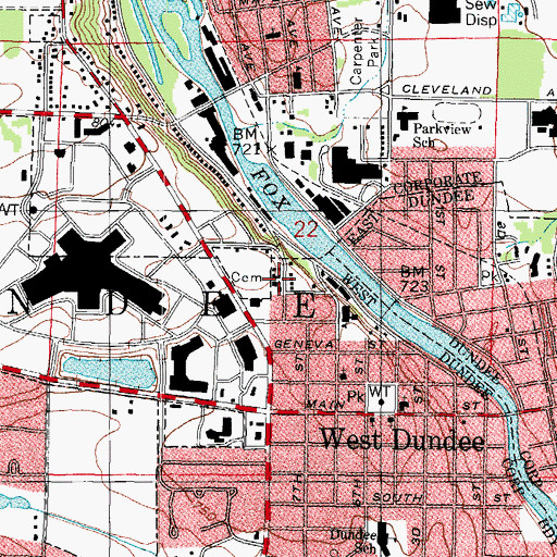 Topographic Map of Saint Catherines School (historical), IL