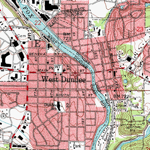 Topographic Map of West Dundee City Hall, IL