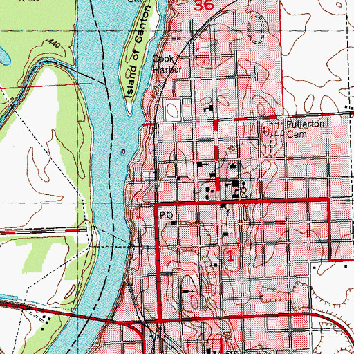 Topographic Map of Havana City Hall, IL