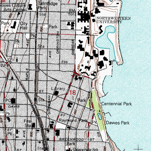 Topographic Map of Alice Millard Chapel, IL