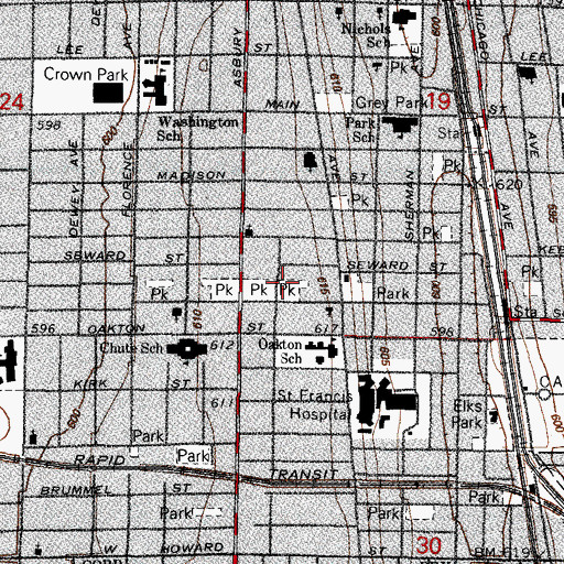 Topographic Map of Barton Park, IL