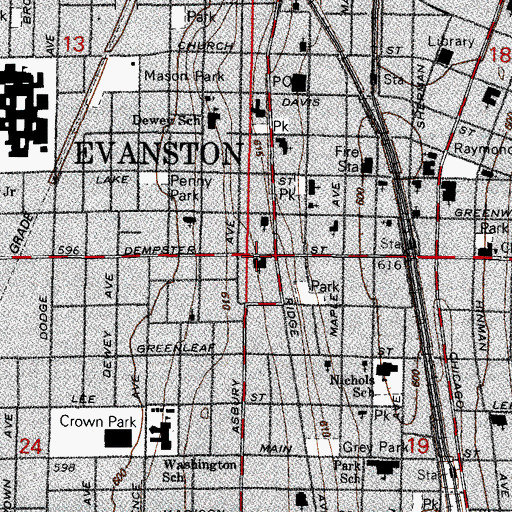 Topographic Map of Beth Emet Synagogue, IL