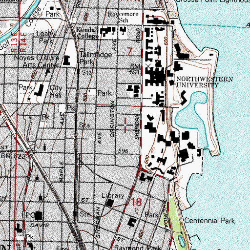 Topographic Map of Blomquist Memorial Recreation Center, IL