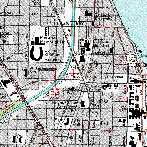 Topographic Map of Chandler Park, IL