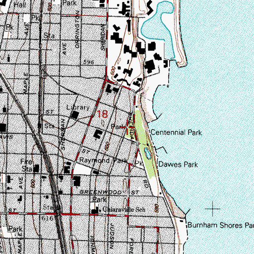 Topographic Map of Cornelia Lunt Park, IL