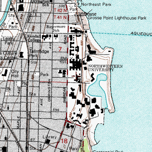 Topographic Map of Dearborn Observatory, IL