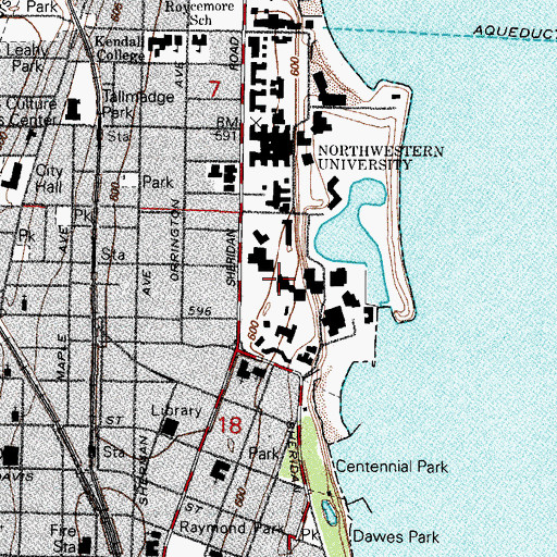 Topographic Map of Deering Library, IL