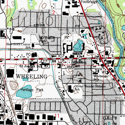 Topographic Map of Dundee Plaza Shopping Center, IL