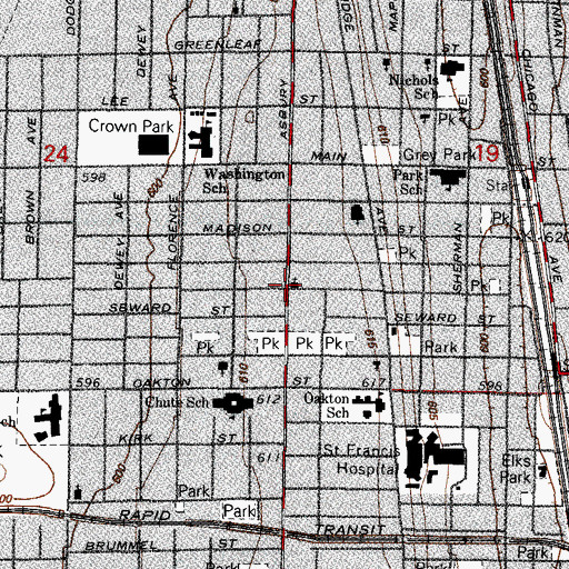 Topographic Map of Evanston Gospel Chapel, IL