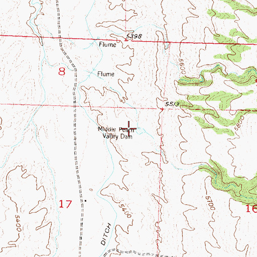 Topographic Map of Middle Peach Valley Dam, CO