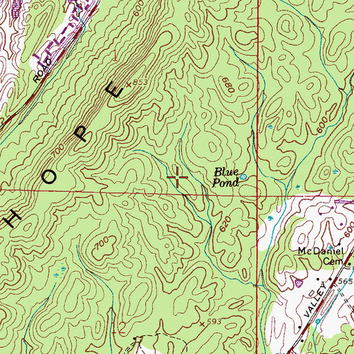 Topographic Map of Meadowbrook, AL