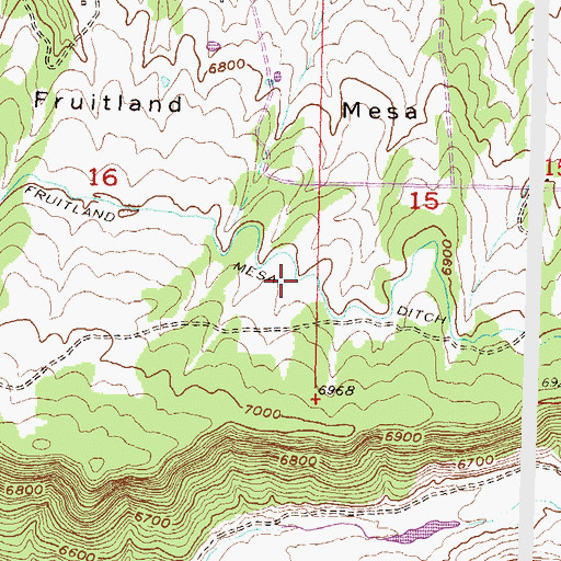 Topographic Map of Fruitland Mesa Ditch, CO