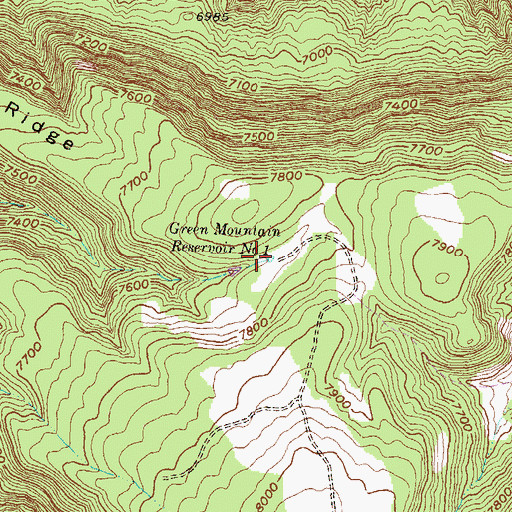 Topographic Map of Green Mountain Reservoir Number 1, CO