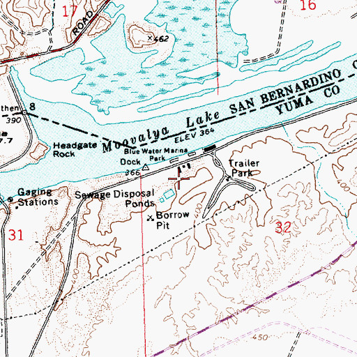 Topographic Map of Bluewater, AZ