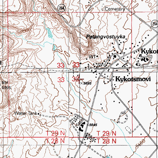 Topographic Map of Kykotsmovi Village, AZ