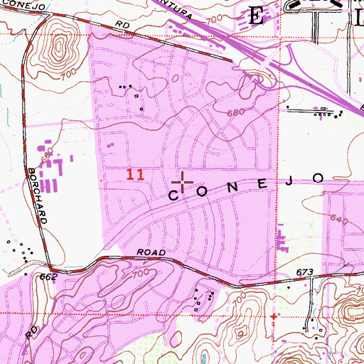Topographic Map of Casa Conejo, CA