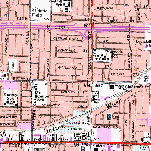 Topographic Map of Citrus, CA