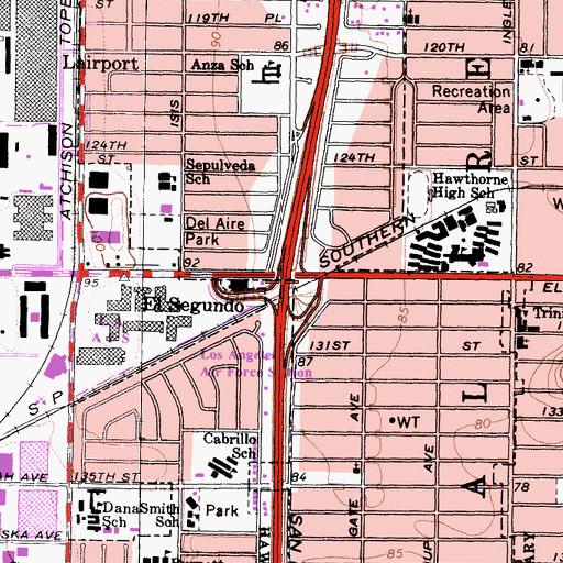 Topographic Map of Del Aire, CA